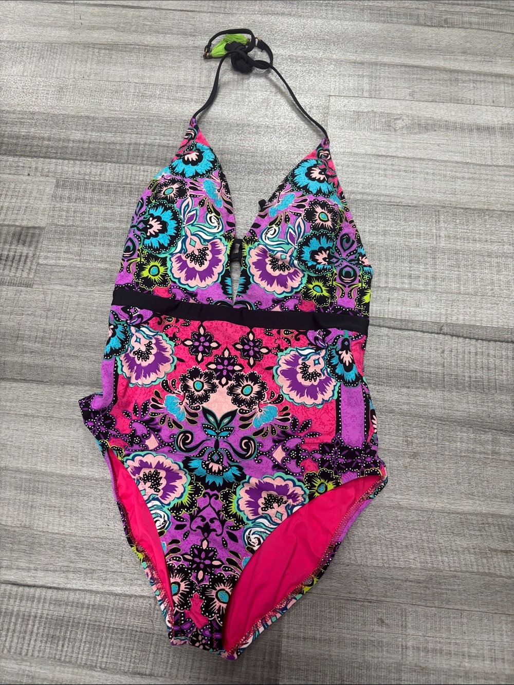 Nanette Lepore women/kFloral Halter One-Piece Swimsuit - Pink, Purple, Turquoise
